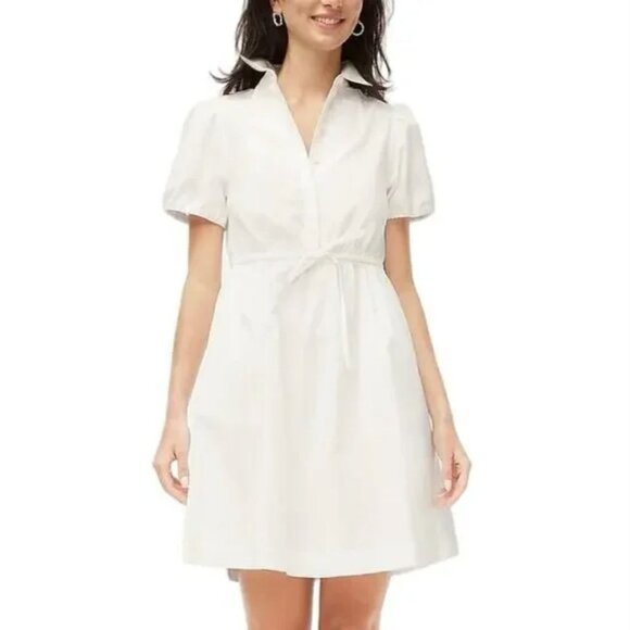 J. Crew Factory Short Sleeve Collared Mini Dress Women's Size 4 in White NWT! - Picture 1 of 5
